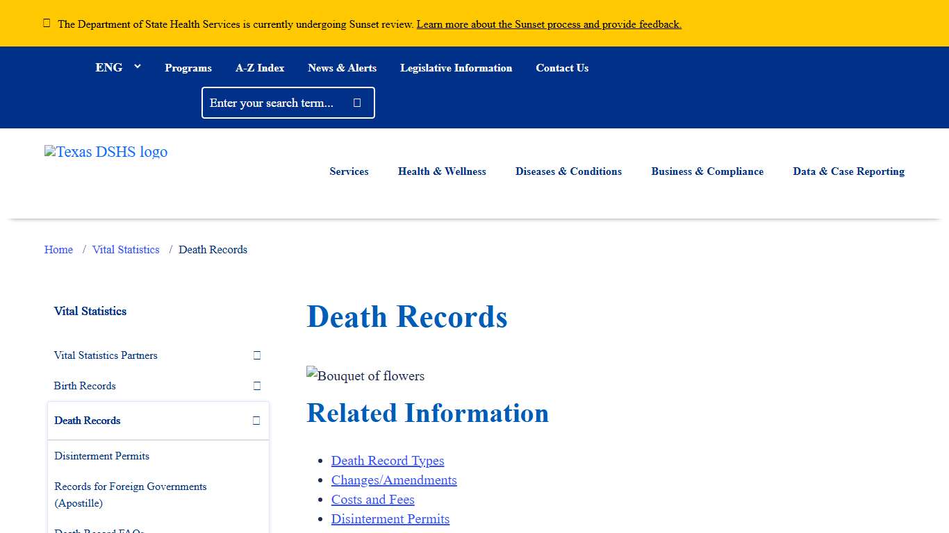 Death Records | Texas DSHS